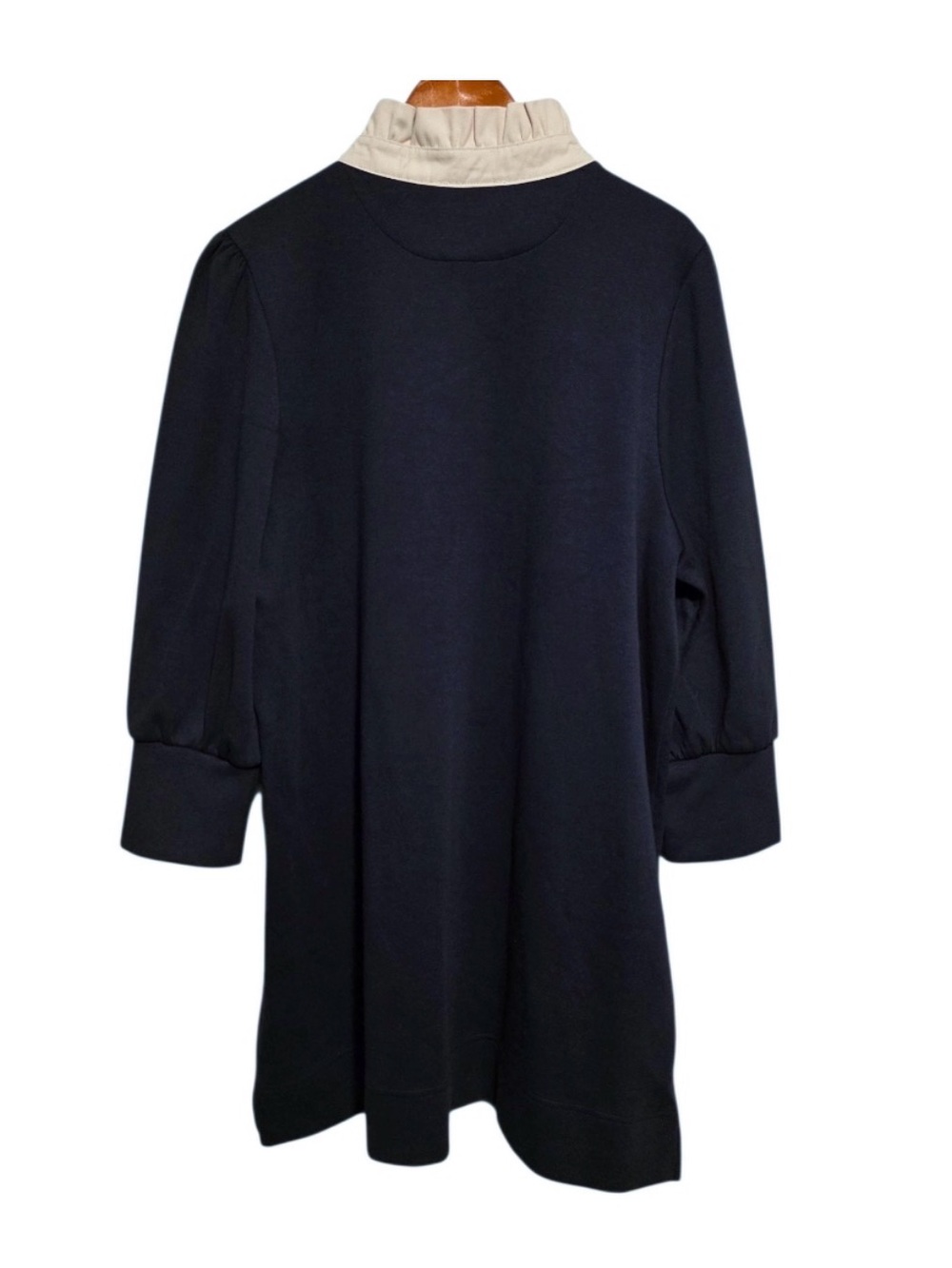 Pomander Place Navy Shift Dress with Ivory Ruffle Collar - Picture 6 of 7